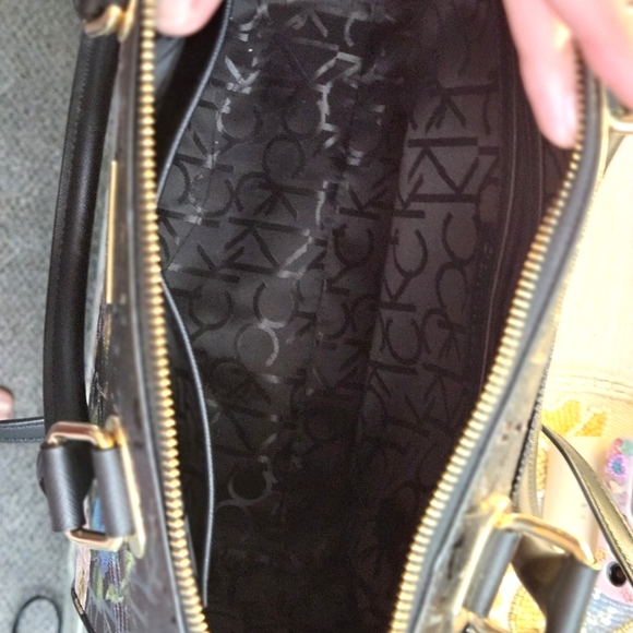 Leather Calvin Klein Black and Multi Color Floral Purse - Picture 6 of 6